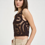 Top donna in crochet marrone 106438A354 ERUZIONEM05 PINKO 