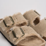 Sandalo arizona in shearling e camoscio donna 1028293 TAUPE BIRKENSTOCK 