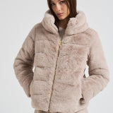 Piumino donna in eco pelliccia beige PI001935D 1985 HERNO 