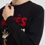 Maglione uomo girocollo nero Après ski rosso HERON APRBOTT00 MC2 SAINT BARTH 