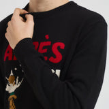 Maglione uomo girocollo nero Après ski rosso HERON APRBOTT00 MC2 SAINT BARTH 