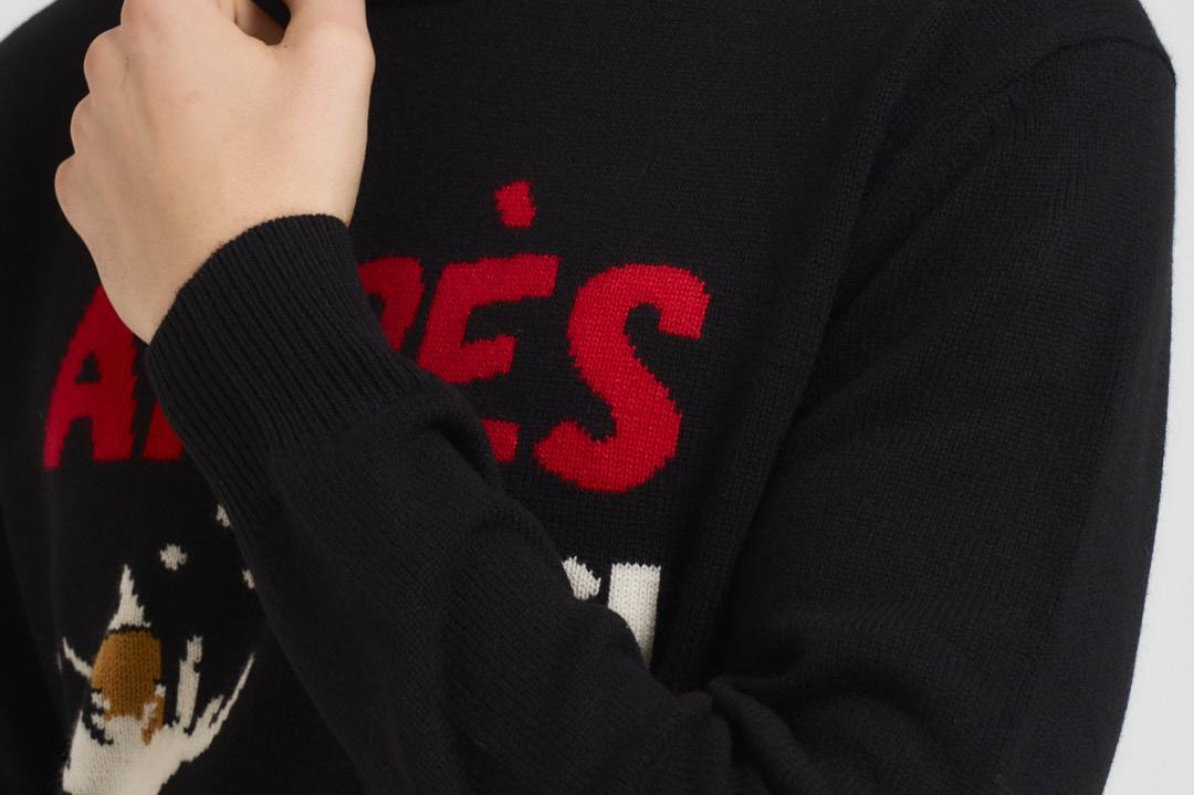 Maglione uomo girocollo nero Après ski rosso HERON APRBOTT00 MC2 SAINT BARTH 