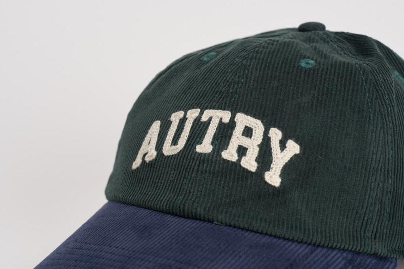 Cappellino uomo in velluto verde e blu ACPU Q9BG AUTRY 