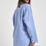 Camicia donna over a righe blu e bianco TM190901D LIGHTBLUESAFFRON THE ANDAMANE 