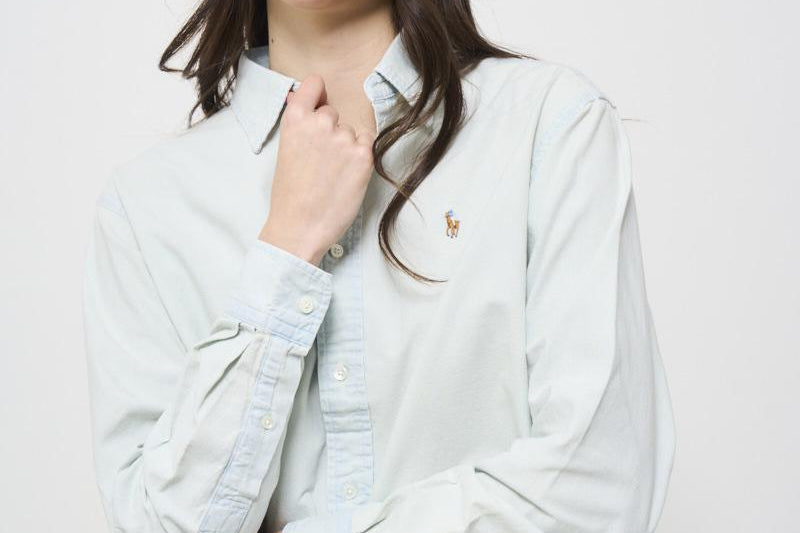 Camicia donna celeste in cotone 211891420 001 RALPH LAUREN 