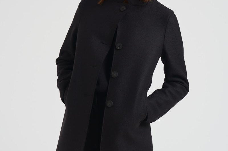 Cappotto donna monopetto nero AE1215 MLK199 HARRIS WHARF LONDON 