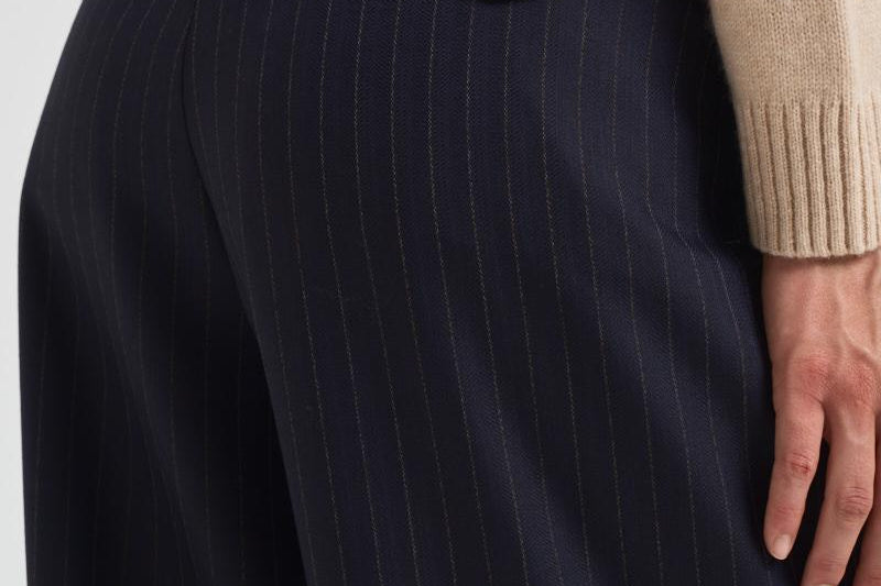 Pantalone donna Jounery gessato blu navy GWP01203 P00209850629 GOLDEN GOOSE 