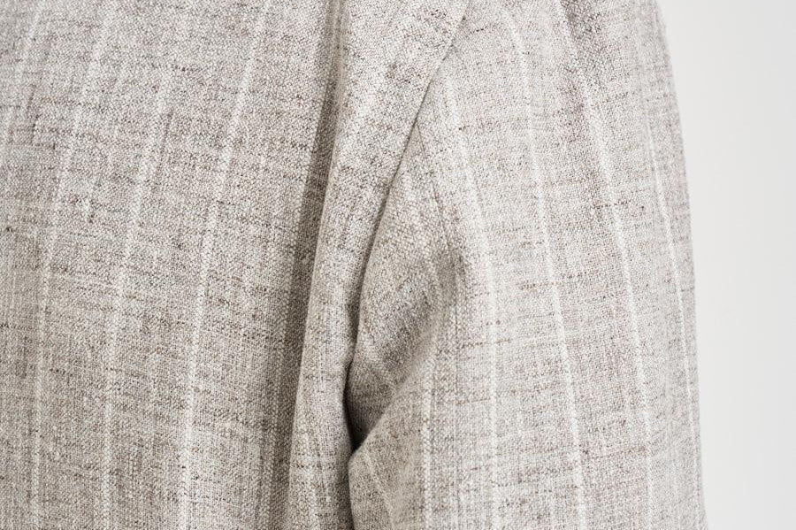 Giacca uomo doppiopetto gessata grigio chiaro 1SMC20K 850049T3259 TAGLIATORE 