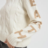 Maglia donna a trecce panna MALMO STB10 MC2 SAINT BARTH 