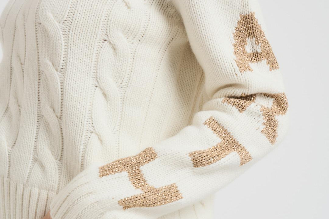 Maglia donna a trecce panna MALMO STB10 MC2 SAINT BARTH 