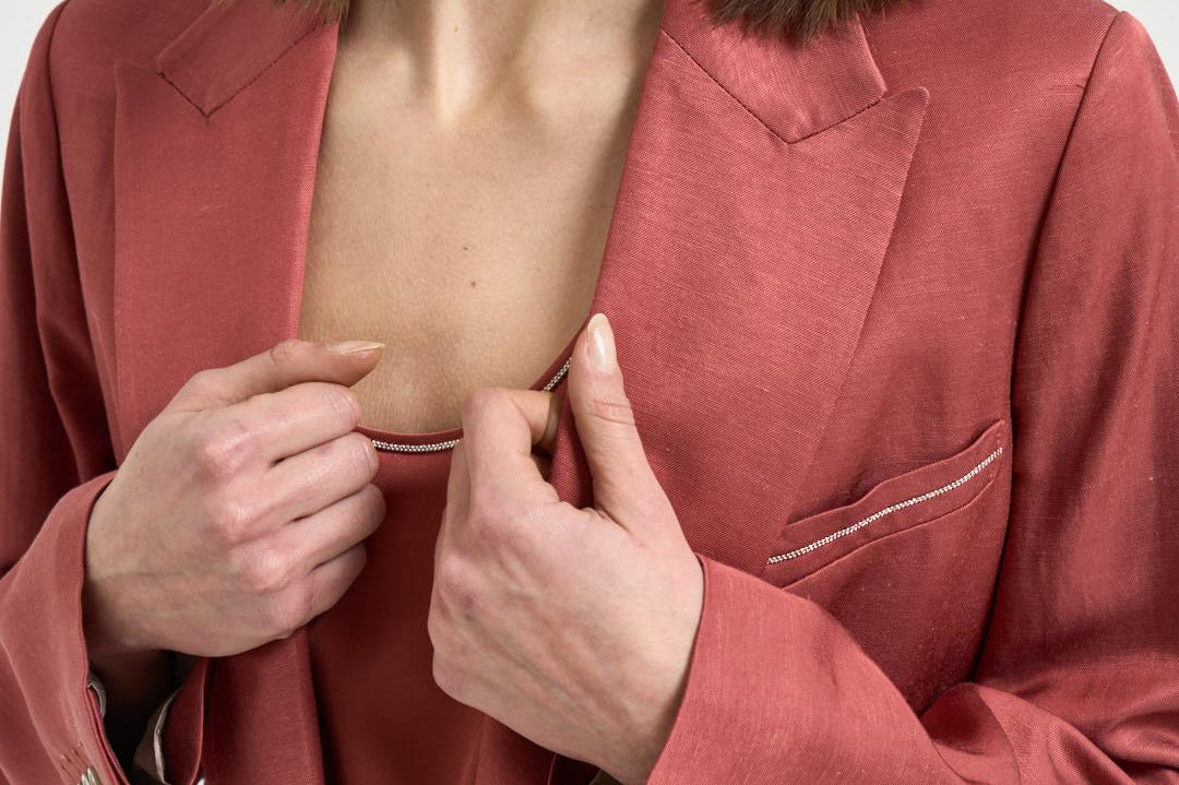Blazer donna doppiopetto rosso mattone A01214D 01926124 PESERICO 