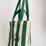 Borsa tote donna in cotone a righe verde STRIPESPOP 51 MC2 SAINT BARTH 