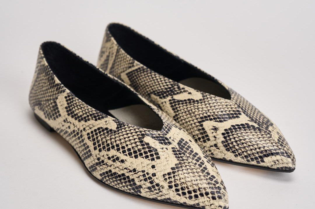 Ballerina donna in pelle stampata pitonata MOAP8MFL CREAMY AEYDE 