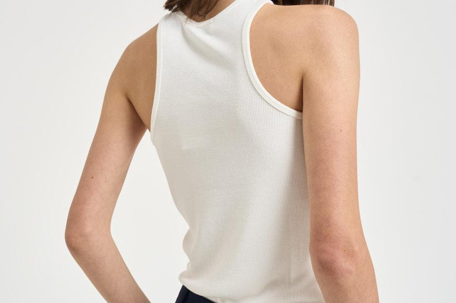 Canotta donna in cotone bianca 12206 IVY42IVORY ANINE BING 