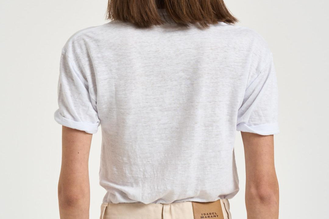 T-shirt donna Koldia girocollo in lino bianca TS0315FB A1N10EWHLG MARANT ETOILE 