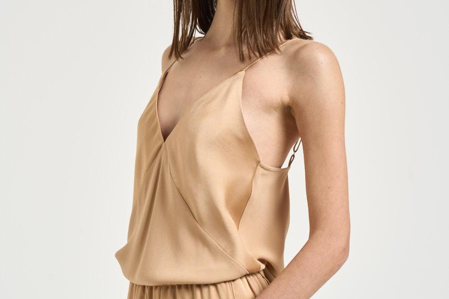 Top donna beige dorato 14553 1012 FORTE FORTE 