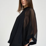 Blusa donna Sheer Raglan Blouse nera 32105 1433BLACK FILIPPA K 
