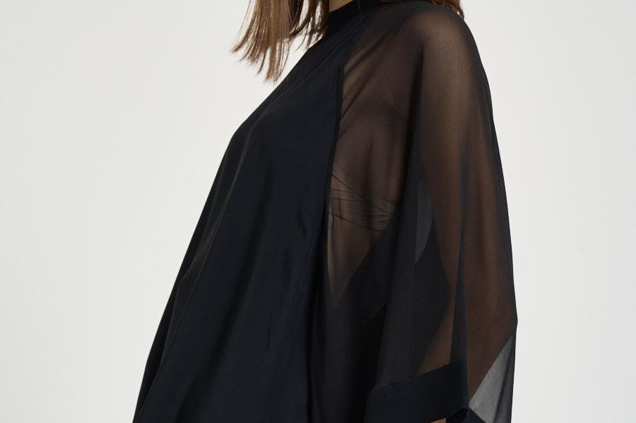 Blusa donna Sheer Raglan Blouse nera 32105 1433BLACK FILIPPA K 