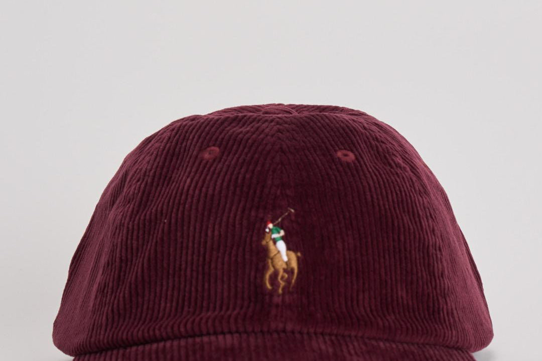 Cappellino uomo a costine bordeaux 710847175 008 RALPH LAUREN 