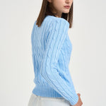 Maglia donna girocollo a trecce celeste 211971869 512 RALPH LAUREN 