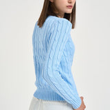 Maglia donna girocollo a trecce celeste 211971869 512 RALPH LAUREN 