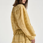Blusa donna Polly con pizzo giallo pastello HT0767FA D1J05E10LC MARANT ETOILE 