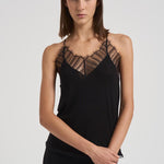 Top in seta con dettagli pizzo donna MAELLY BLACK IRO 
