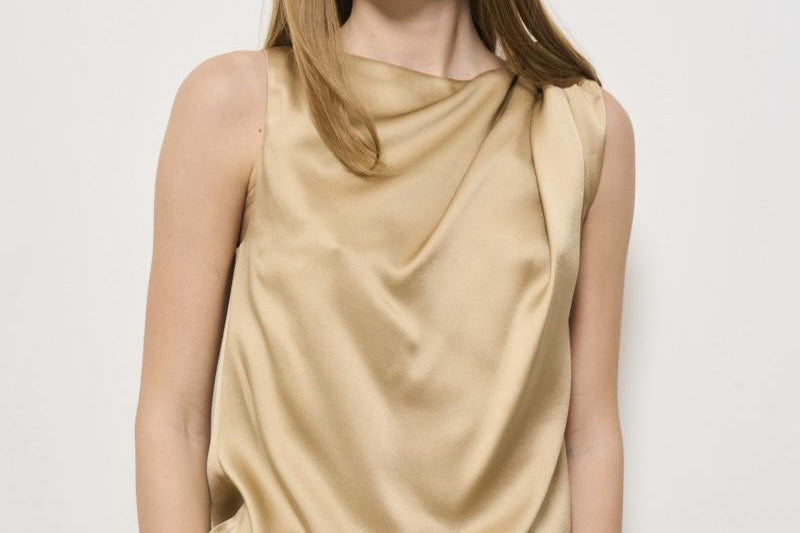 Blusa donna girocollo beige F5SS68 V53 LIVIANA CONTI 