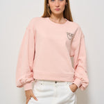 Felpa donna rosa con strass logo 102827 A2G8N38 PINKO 