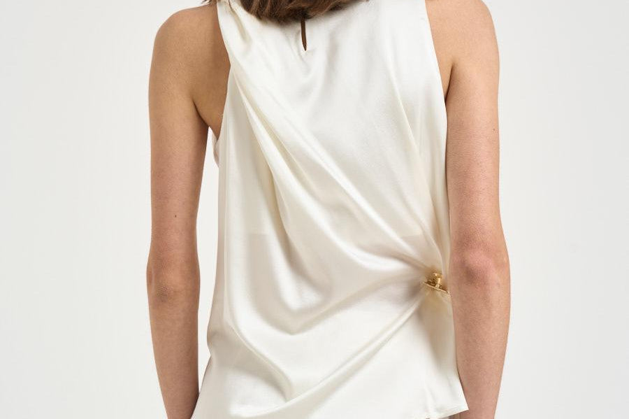 Top donna drappeggiato avorio 726SS7833S IVORY DANAME 