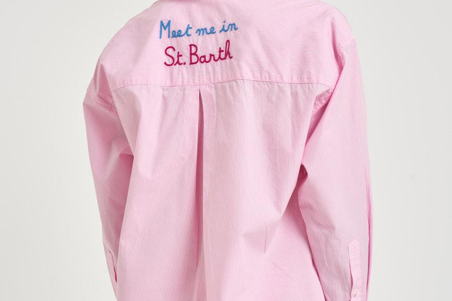 Camicia donna con ricamo rosa CYS0001 MEET21 MC2 SAINT BARTH 
