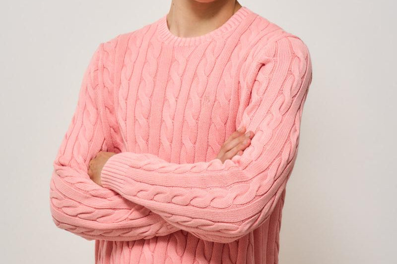 Maglia uomo a treccia rosa 710965867 004 RALPH LAUREN 