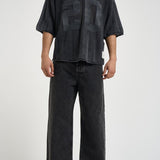 T-shirt uomo in maglia nera 100533 47VINTAGEGREY REPRESENT 