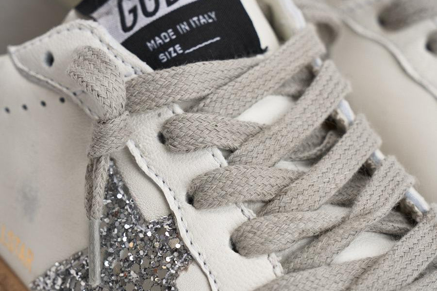 Sneakers donna Ball Star bianca glitter argento GWF00117 F00377311325 GOLDEN GOOSE 