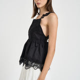 Top donna con ricami nero W08170581 BLACK MAURIZIO MYKONOS 