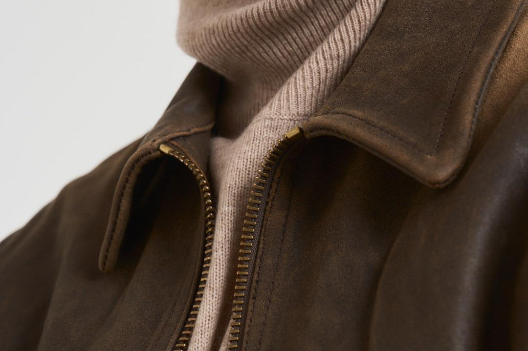 Giubbotto donna in pelle marrone GWP02376 P00216590108 GOLDEN GOOSE 