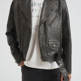 Giubbotto uomo chiodo in pelle nero GMP00297 P00064790100 GOLDEN GOOSE 