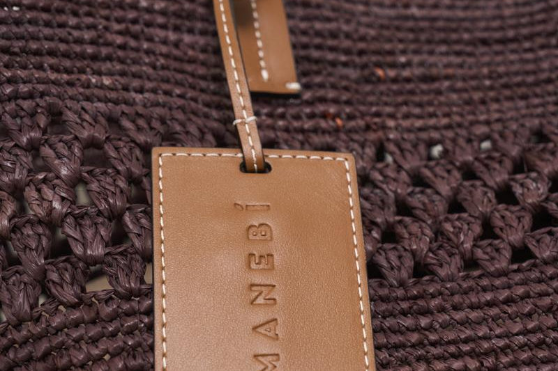 Borsa donna a spalla in rafia cioccolato V7.4CK CHOCOLATE MANEBI' 