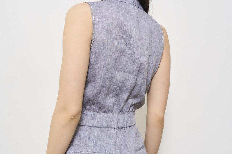 Tuta donna intera in lino grigio S02174 02600962 PESERICO 