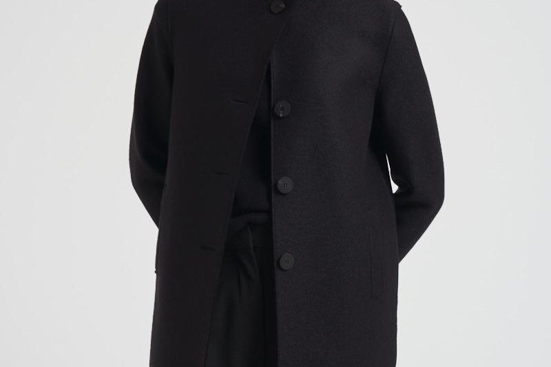 Cappotto donna monopetto nero AE1215 MLK199 HARRIS WHARF LONDON 