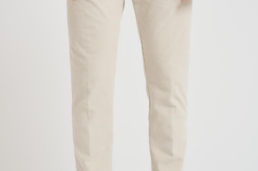 Pantalone uomo con pence in velluto a coste panna RETRO DV0500XLATTE BERWICH 