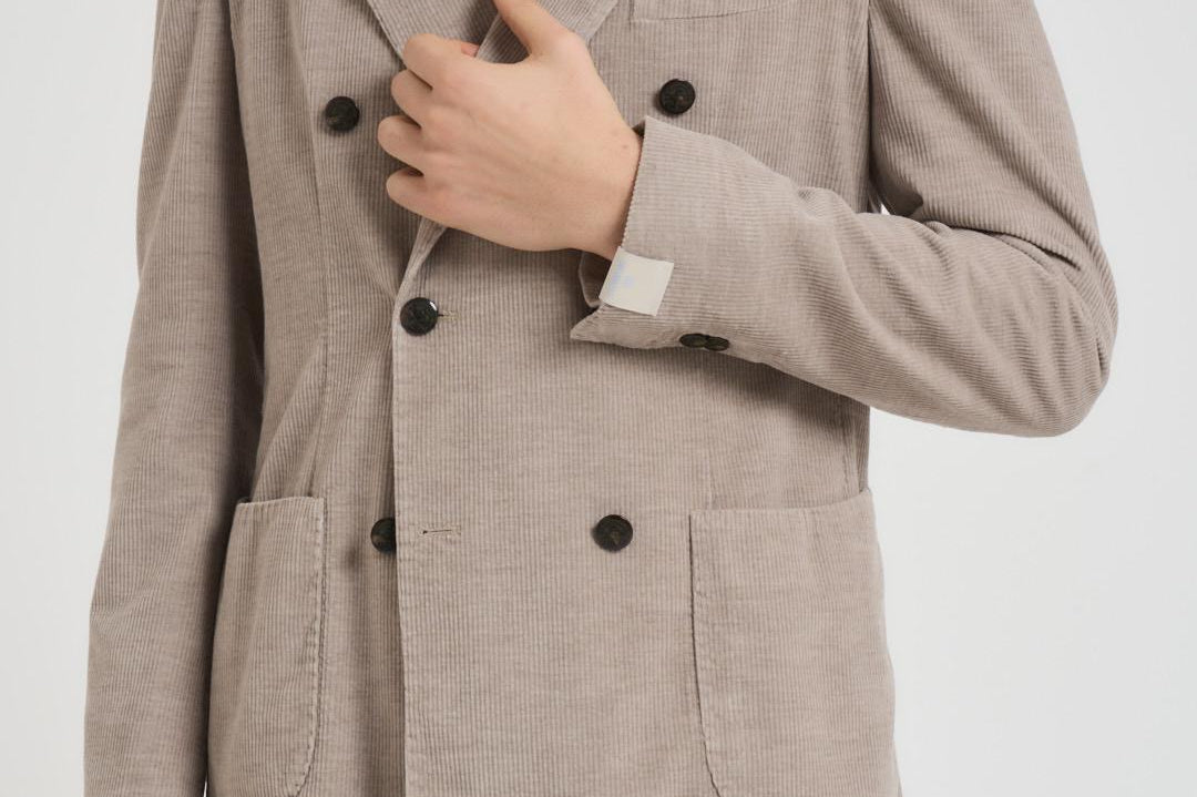 Giacca uomo doppiopetto in velluto grigio chiaro GL7251TL 387858P SANTANIELLO 