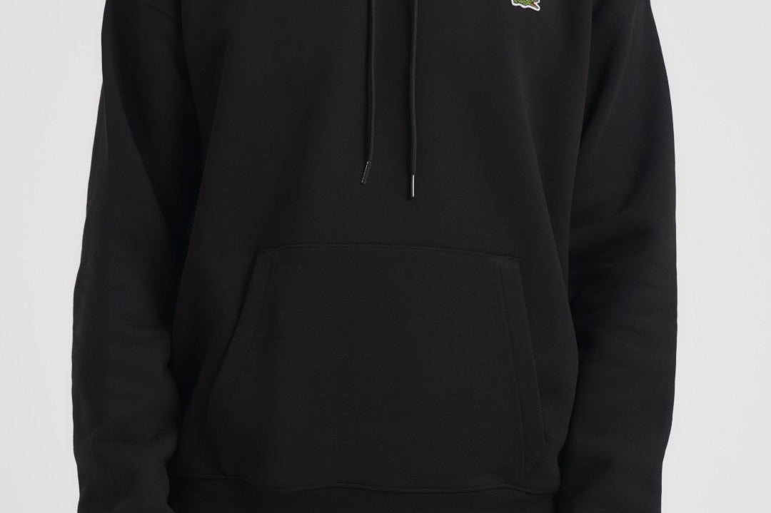 Felpa uomo con cappuccio con stampa multipla nera SH5947 031 LACOSTE 