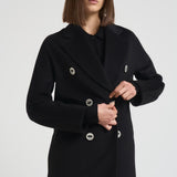 Cappotto lungo donna doppiopetto nero MYRNA DEBORA21 ACCADEMIE TESSILI 