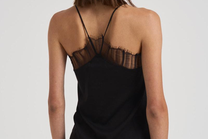 Top in seta con dettagli pizzo donna MAELLY BLACK IRO 