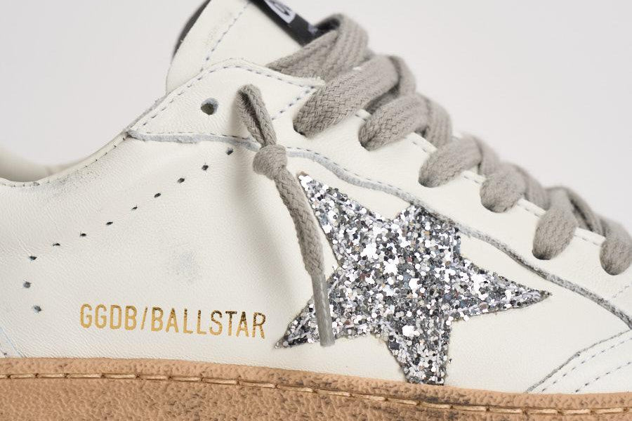 Sneakers donna Ball Star bianca e silver GWF00117 F00377311325 GOLDEN GOOSE 