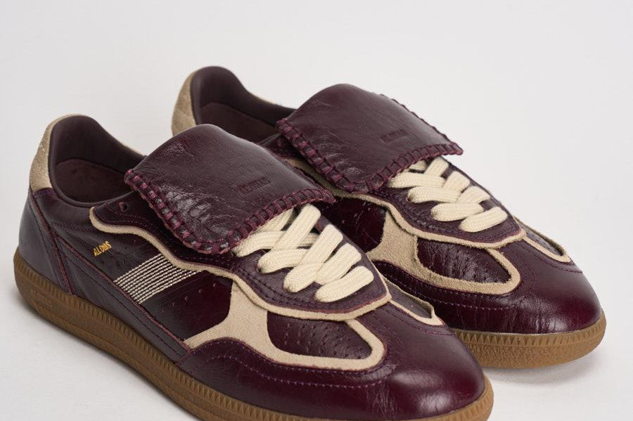Sneakers donna stile vintage in pelle bordeaux e S100829 05 ALOHAS 