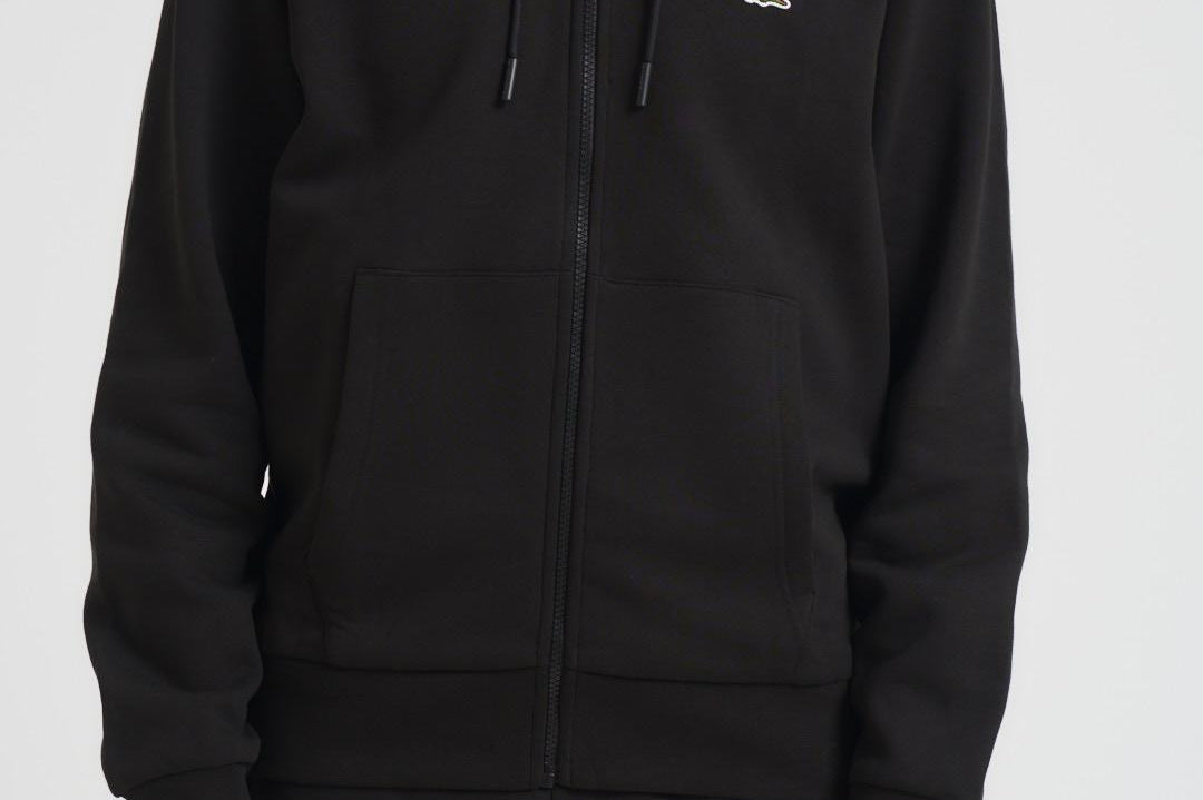 Felpa uomo con cappuccio in pile nera SH9626 031 LACOSTE 