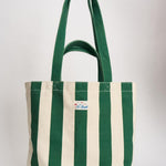 Borsa tote donna in cotone a righe verde STRIPESPOP 51 MC2 SAINT BARTH 
