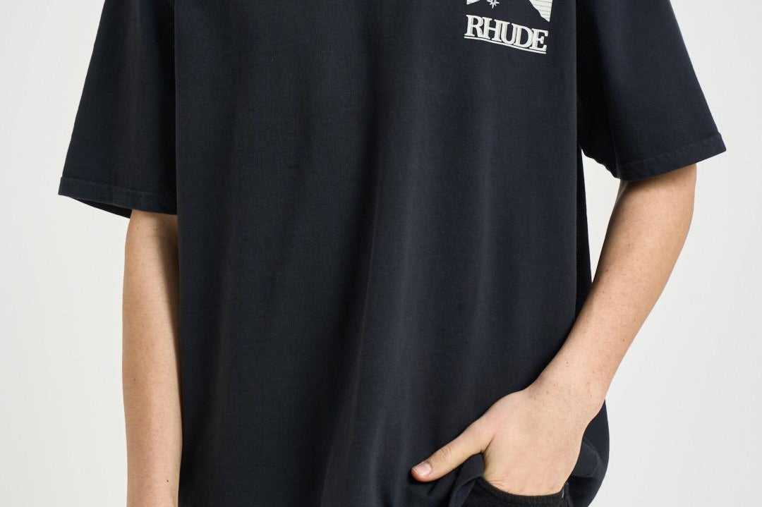 T-shirt uomo girocollo nera TT07012 3167BLACK RHUDE 